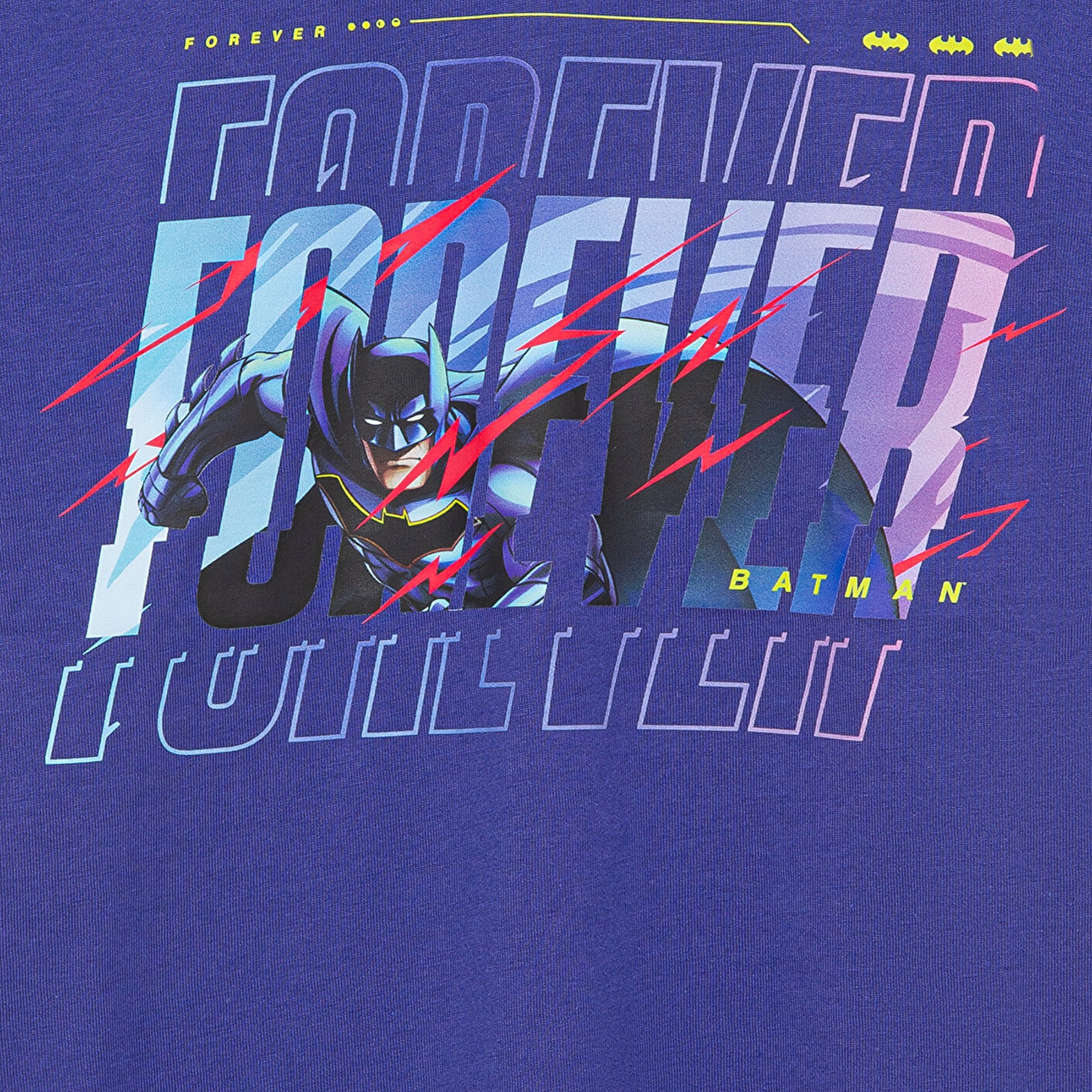 Mavi Batman Baskılı Mor Tişört Loose Fit / Bol Rahat Kesim 6610295-70908