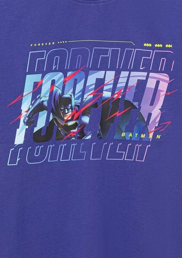  Mavi Batman Baskılı Mor Tişört Loose Fit / Bol Rahat Kesim 6610295-70908