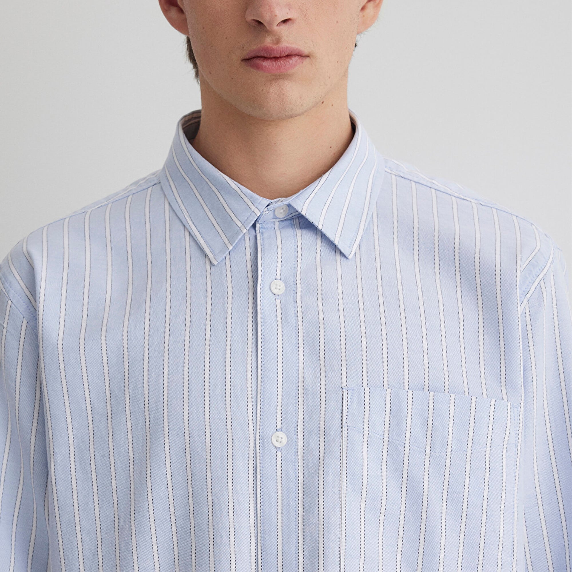 Mavi Çizgili Mavi Gömlek Regular Fit / Normal Kesim 0211416-70816