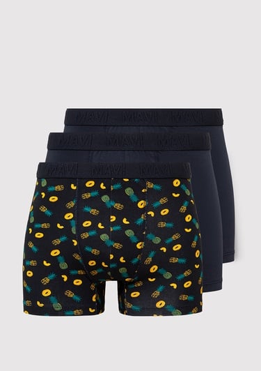  Mavi 3lü Baskılı Lacivert Boxer 0911909-70490