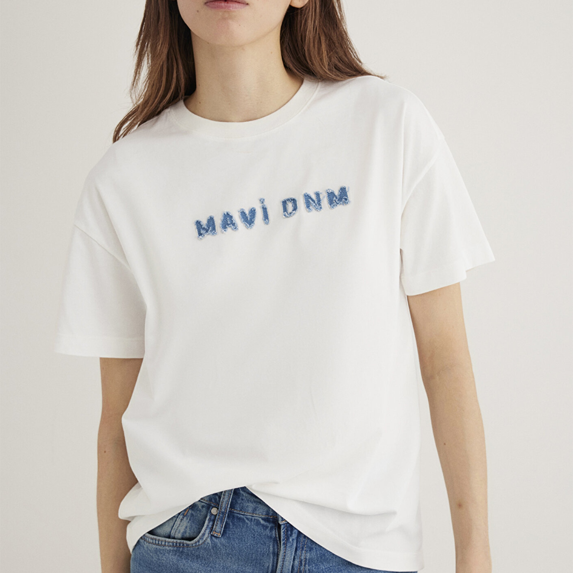 Mavi Mavi Baskılı Ekru Tişört Loose Fit / Bol Rahat Kesim 1613146-70057