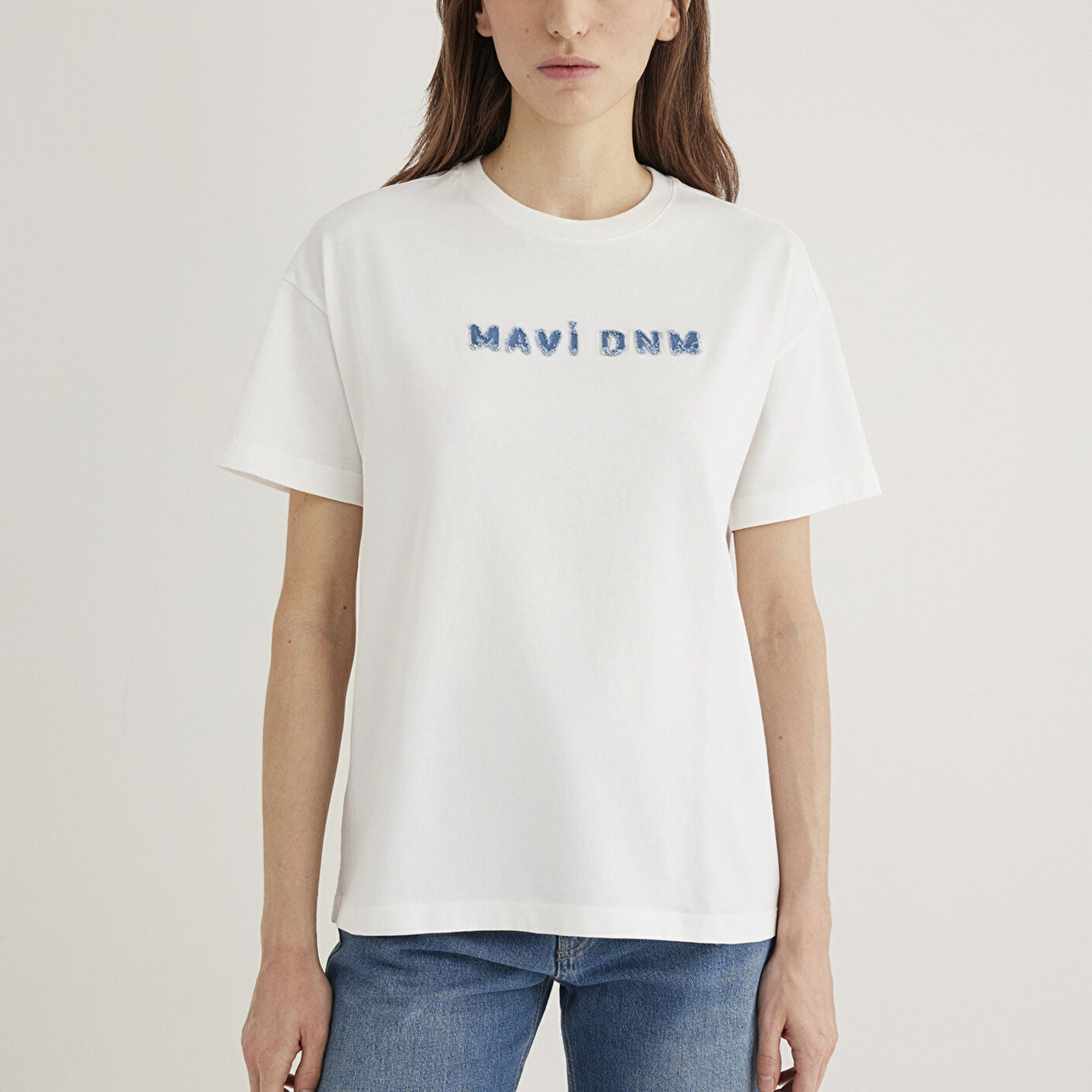 Mavi Mavi Baskılı Ekru Tişört Loose Fit / Bol Rahat Kesim 1613146-70057