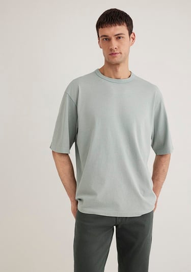  Mavi Yeşil Basic Tişört Loose Fit / Bol Rahat Kesim 0612595-70148