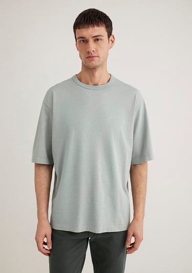  Mavi Yeşil Basic Tişört Loose Fit / Bol Rahat Kesim 0612595-70148