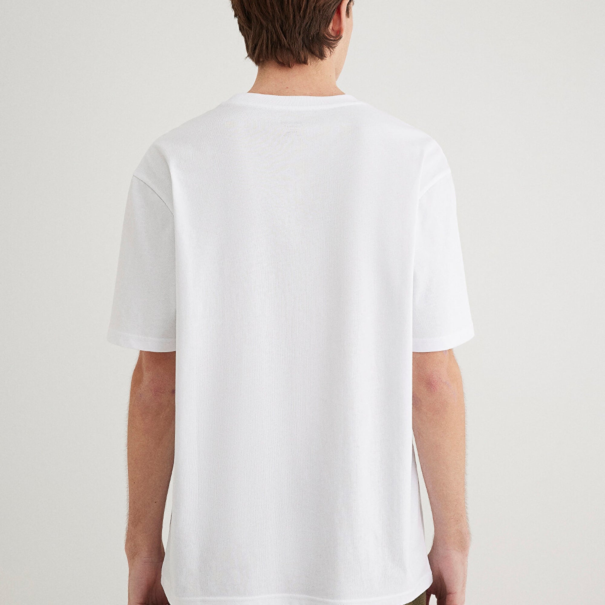 Mavi Keep Calm Baskılı Beyaz Tişört Loose Fit / Bol Rahat Kesim 0612463-620