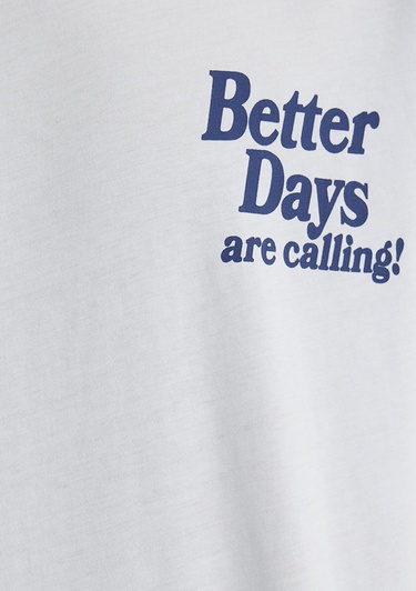  Mavi Better Days Baskılı Açık Mavi Tişört Loose Fit / Bol Rahat Kesim 0612462-70793