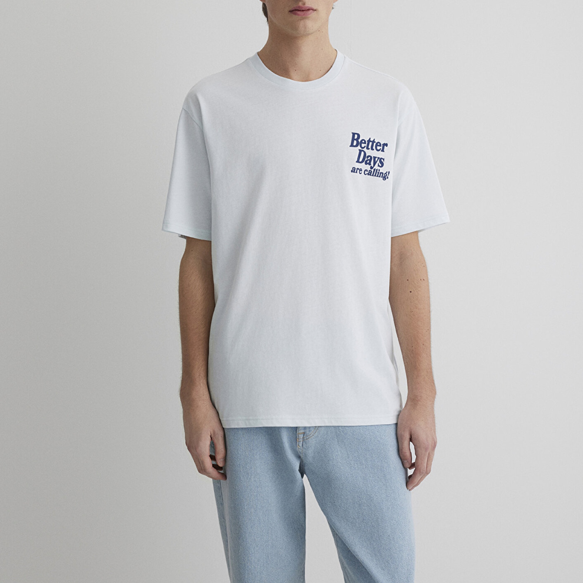 Mavi Better Days Baskılı Açık Mavi Tişört Loose Fit / Bol Rahat Kesim 0612462-70793