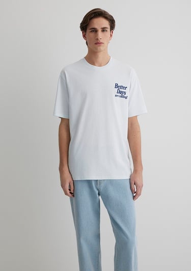  Mavi Better Days Baskılı Açık Mavi Tişört Loose Fit / Bol Rahat Kesim 0612462-70793