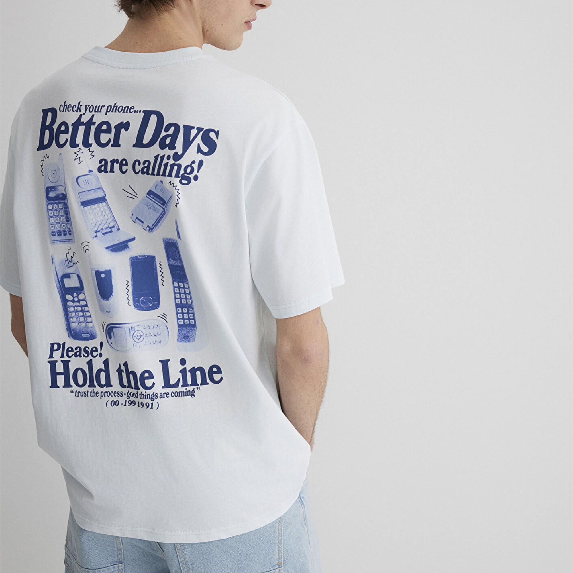 Mavi Better Days Baskılı Açık Mavi Tişört Loose Fit / Bol Rahat Kesim 0612462-70793