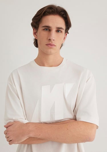  Mavi Mavi Pro Baskılı Ekru Tişört Relaxed Fit / Rahat Kesim 0612752-70057