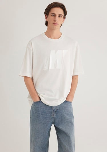  Mavi Mavi Pro Baskılı Ekru Tişört Relaxed Fit / Rahat Kesim 0612752-70057