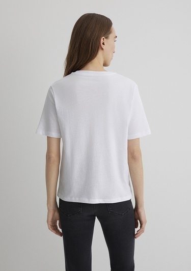  Mavi Bisiklet Baskılı Beyaz Tişört Regular Fit / Normal Kesim 1613493-620