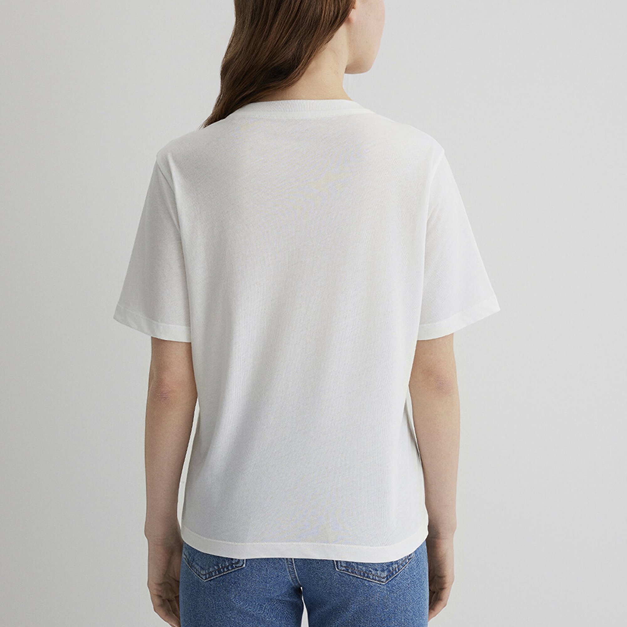 Mavi Çiçek Baskılı Ekru Tişört Regular Fit / Normal Kesim 1613494-70057