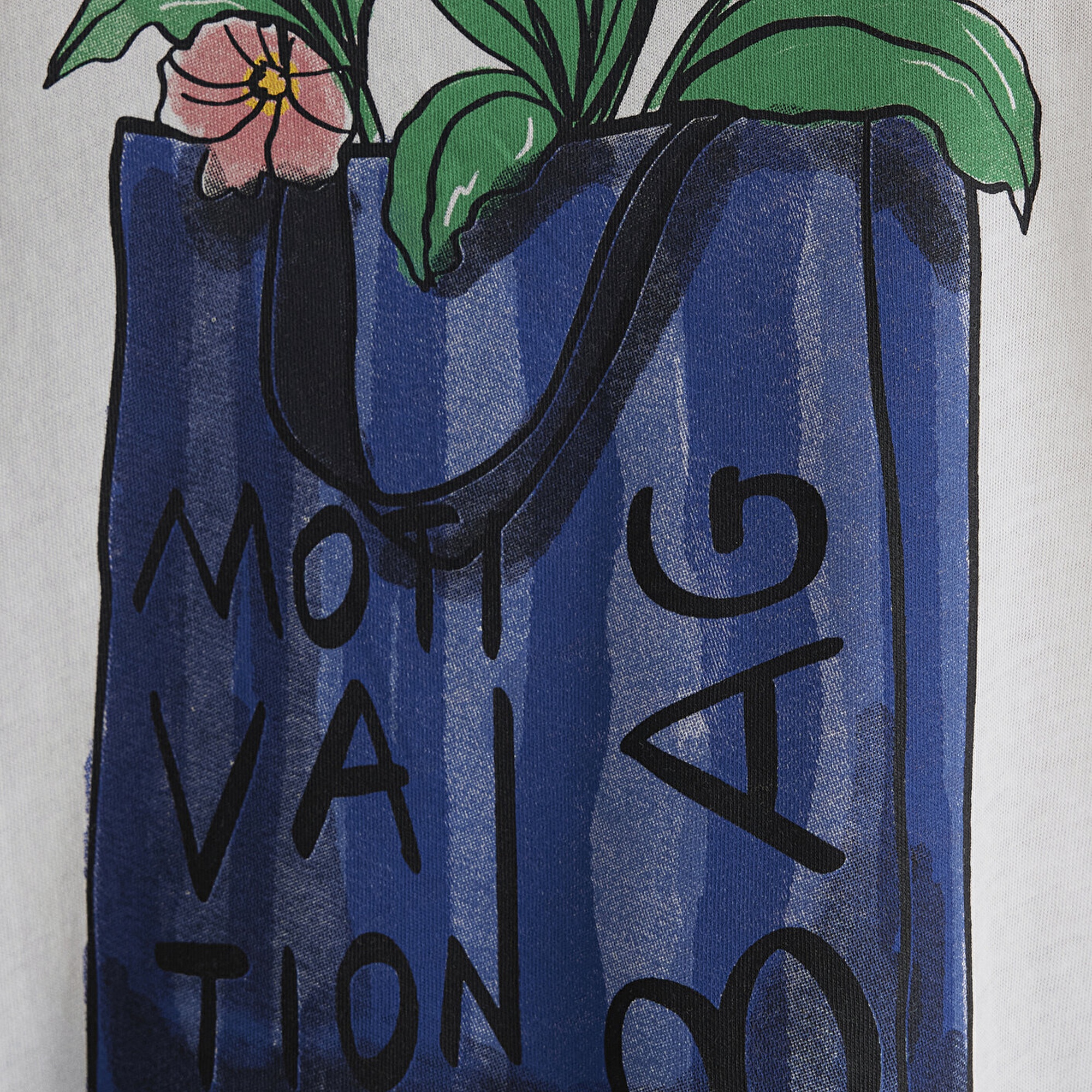 Mavi Çiçek Baskılı Ekru Tişört Regular Fit / Normal Kesim 1613494-70057