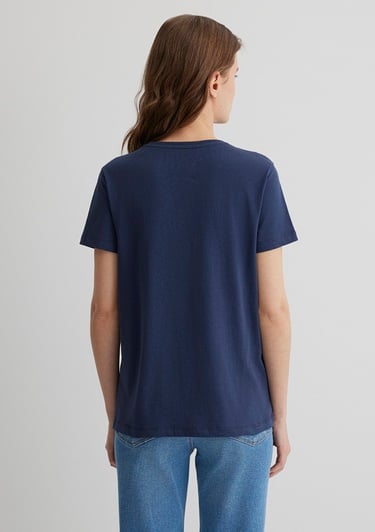  Mavi Kelebek Baskılı Lacivert Tişört Semi Slim Fit / Yarı Dar Kesim 1613491-70487