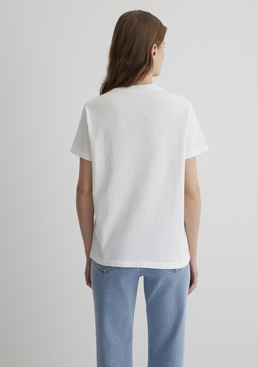  Mavi Baskılı Ekru Tişört Regular Fit / Normal Kesim 1613133-70057