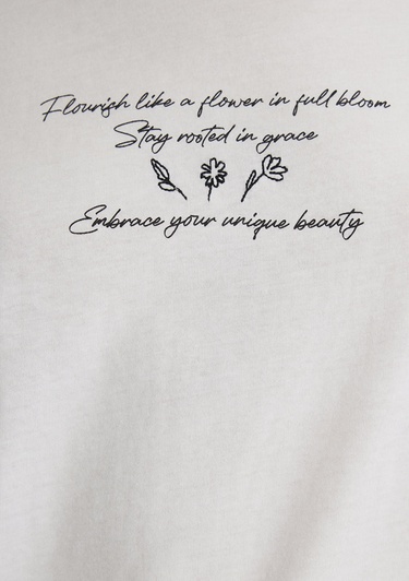  Mavi Baskılı Ekru Tişört Regular Fit / Normal Kesim 1613133-70057