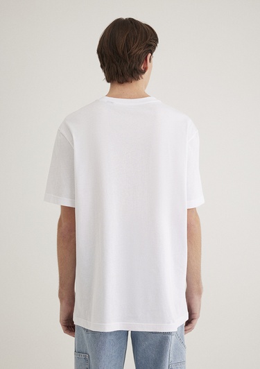  Mavi Minecraft Baskılı Beyaz Tişört Loose Fit / Bol Rahat Kesim 0612734-620