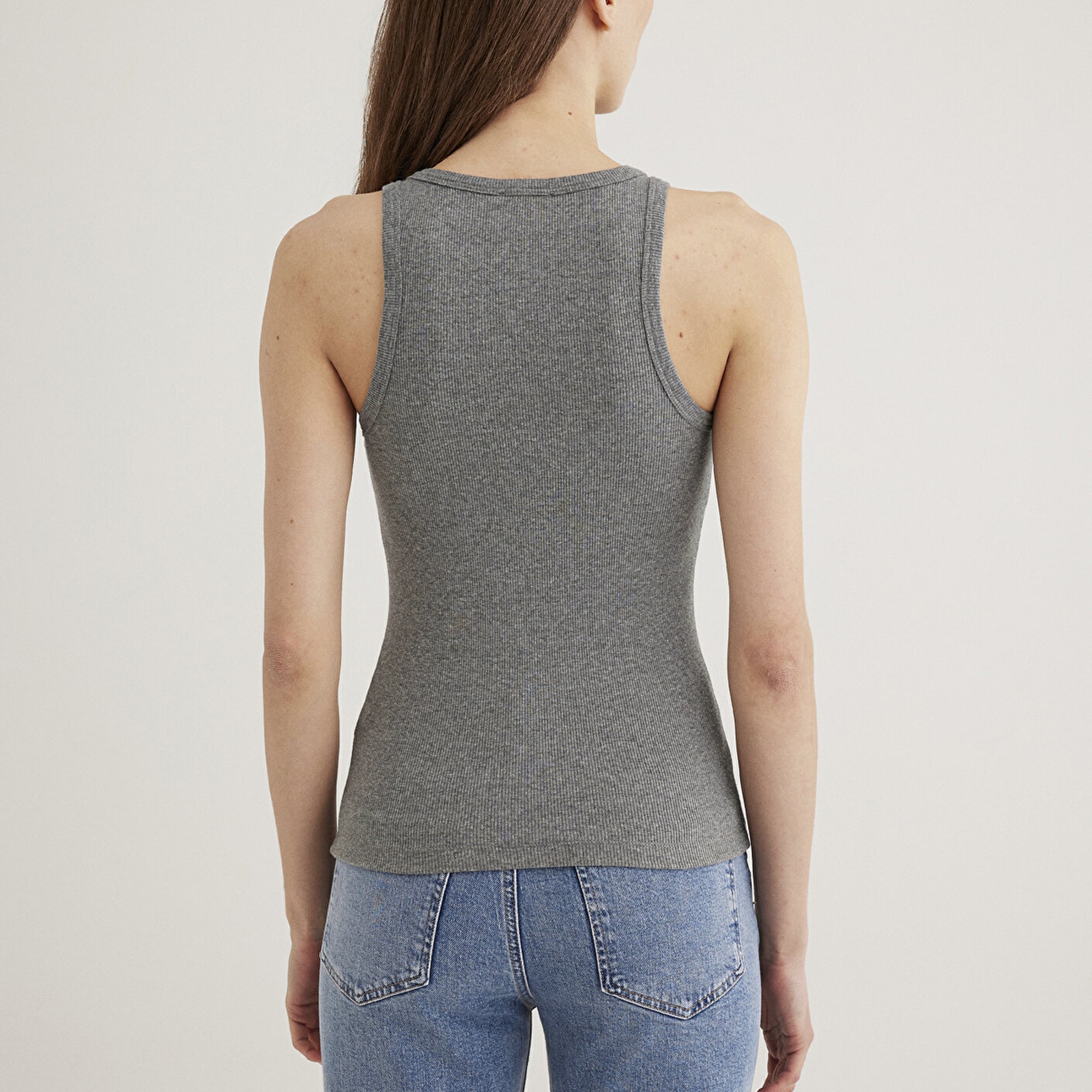 Mavi Halter Yaka Gri Basic Atlet Slim Fit / Dar Kesim 1612462-83096