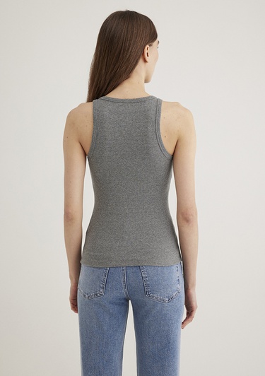  Mavi Halter Yaka Gri Basic Atlet Slim Fit / Dar Kesim 1612462-83096