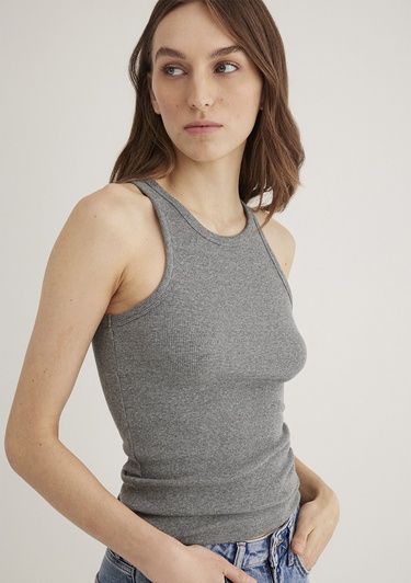  Mavi Halter Yaka Gri Basic Atlet Slim Fit / Dar Kesim 1612462-83096