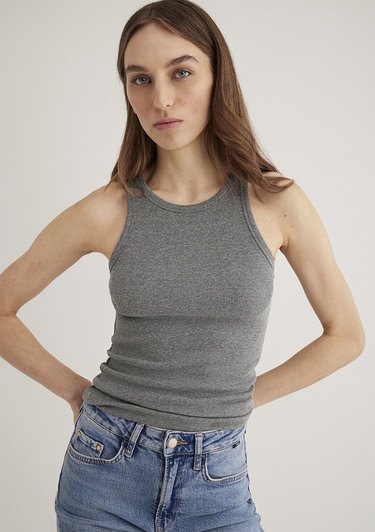  Mavi Halter Yaka Gri Basic Atlet Slim Fit / Dar Kesim 1612462-83096