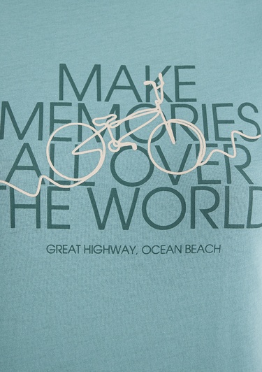  Mavi Bisiklet Baskılı Mavi Tişört Slim Fit / Dar Kesim 1613190-71823