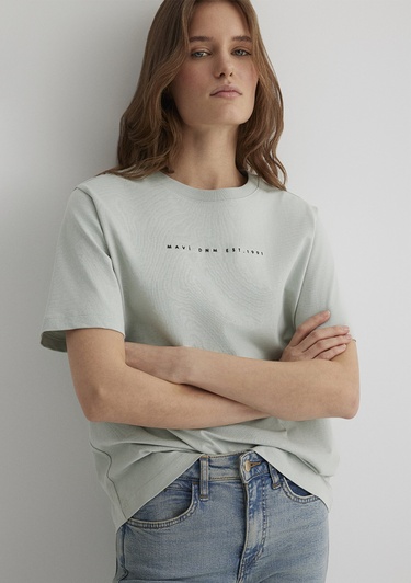  Mavi Mavi Baskılı Yeşil Tişört Regular Fit / Normal Kesim 1613147-70148