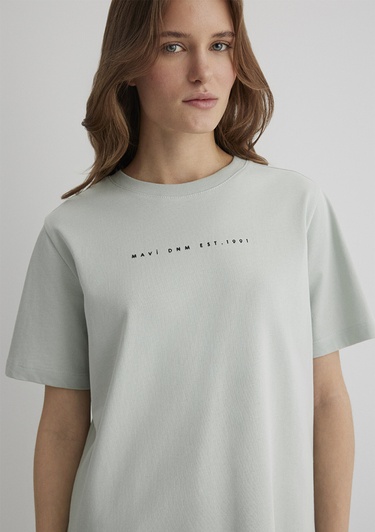  Mavi Mavi Baskılı Yeşil Tişört Regular Fit / Normal Kesim 1613147-70148