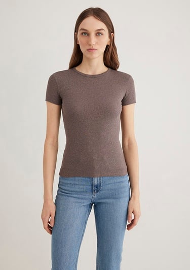  Mavi Kahverengi Basic Tişört Fitted / Vücuda Oturan Kesim 1613081-88533