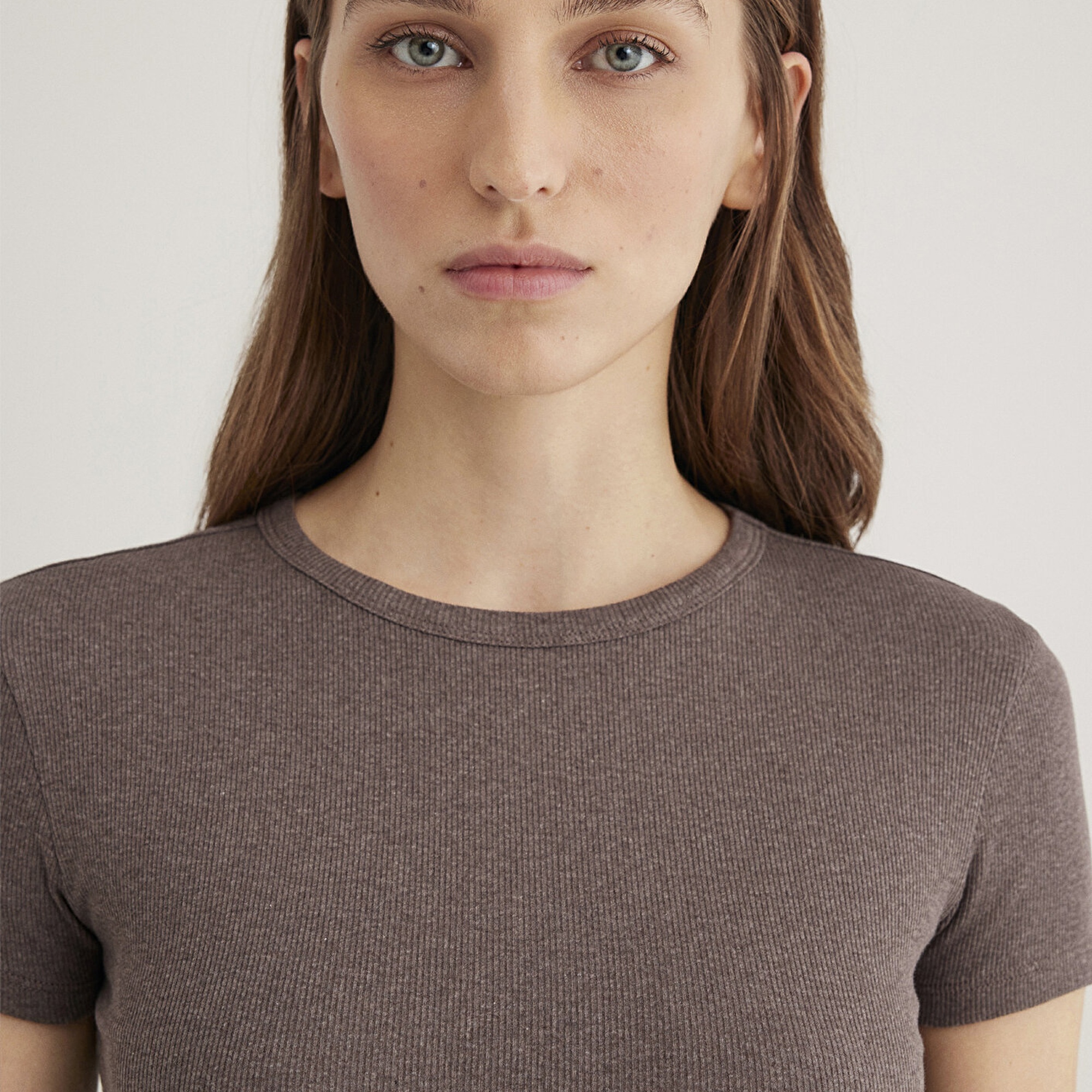 Mavi Kahverengi Basic Tişört Fitted / Vücuda Oturan Kesim 1613081-88533