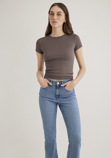  Mavi Kahverengi Basic Tişört Fitted / Vücuda Oturan Kesim 1613081-88533