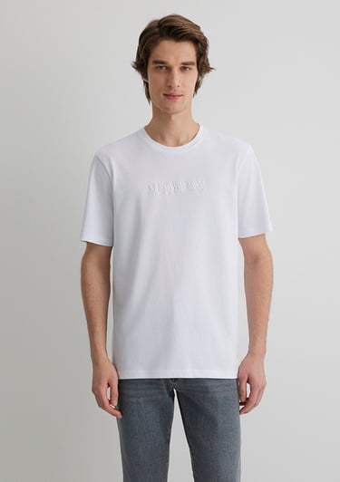  Mavi Mavi Black Nakışlı Beyaz Tişört Regular Fit / Normal Kesim 0612644-620
