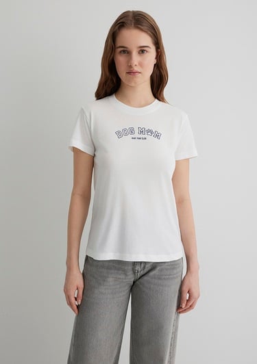  Mavi Köpek Baskılı Ekru Tişört Semi Slim Fit / Yarı Dar Kesim 1613194-70057