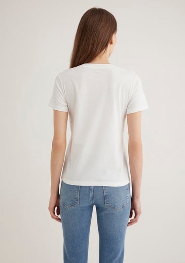  Mavi Bisiklet Baskılı Ekru Tişört Semi Slim Fit / Yarı Dar Kesim 1613198-70057