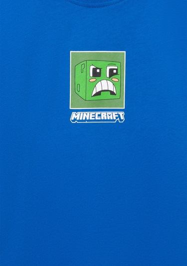  Mavi Minecraft Baskılı Mavi Tişört Oversize / Geniş Kesim 6610342-82491