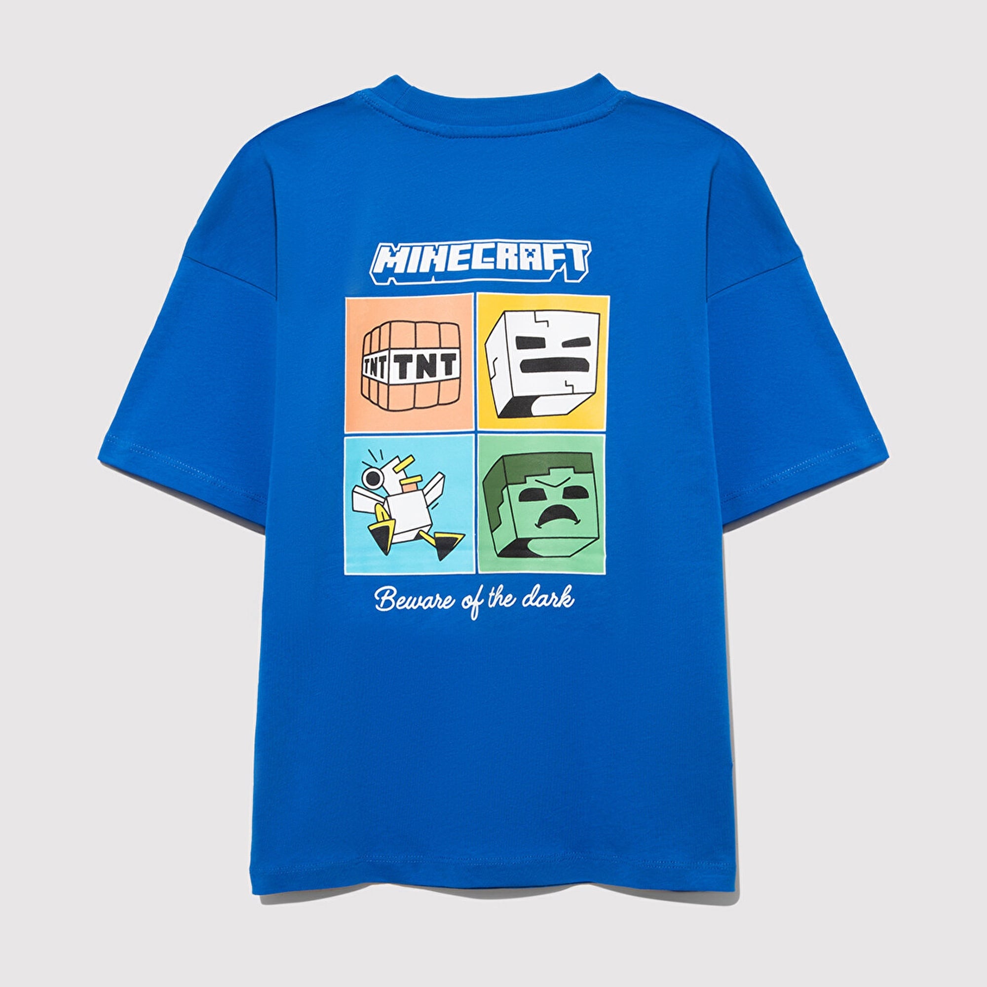 Mavi Minecraft Baskılı Mavi Tişört Oversize / Geniş Kesim 6610342-82491