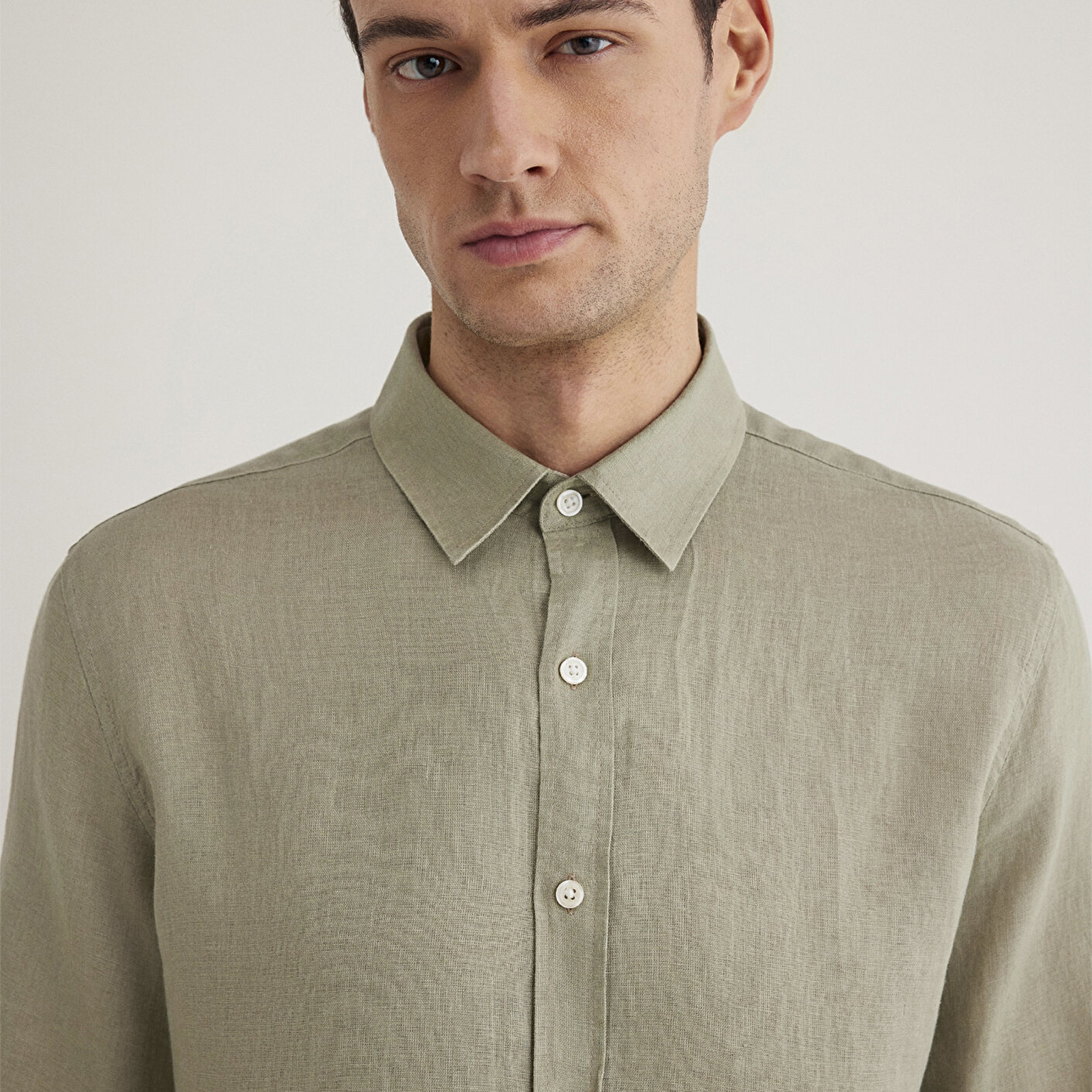 Mavi Yeşil Keten Gömlek Slim Fit / Dar Kesim 0211466-71481