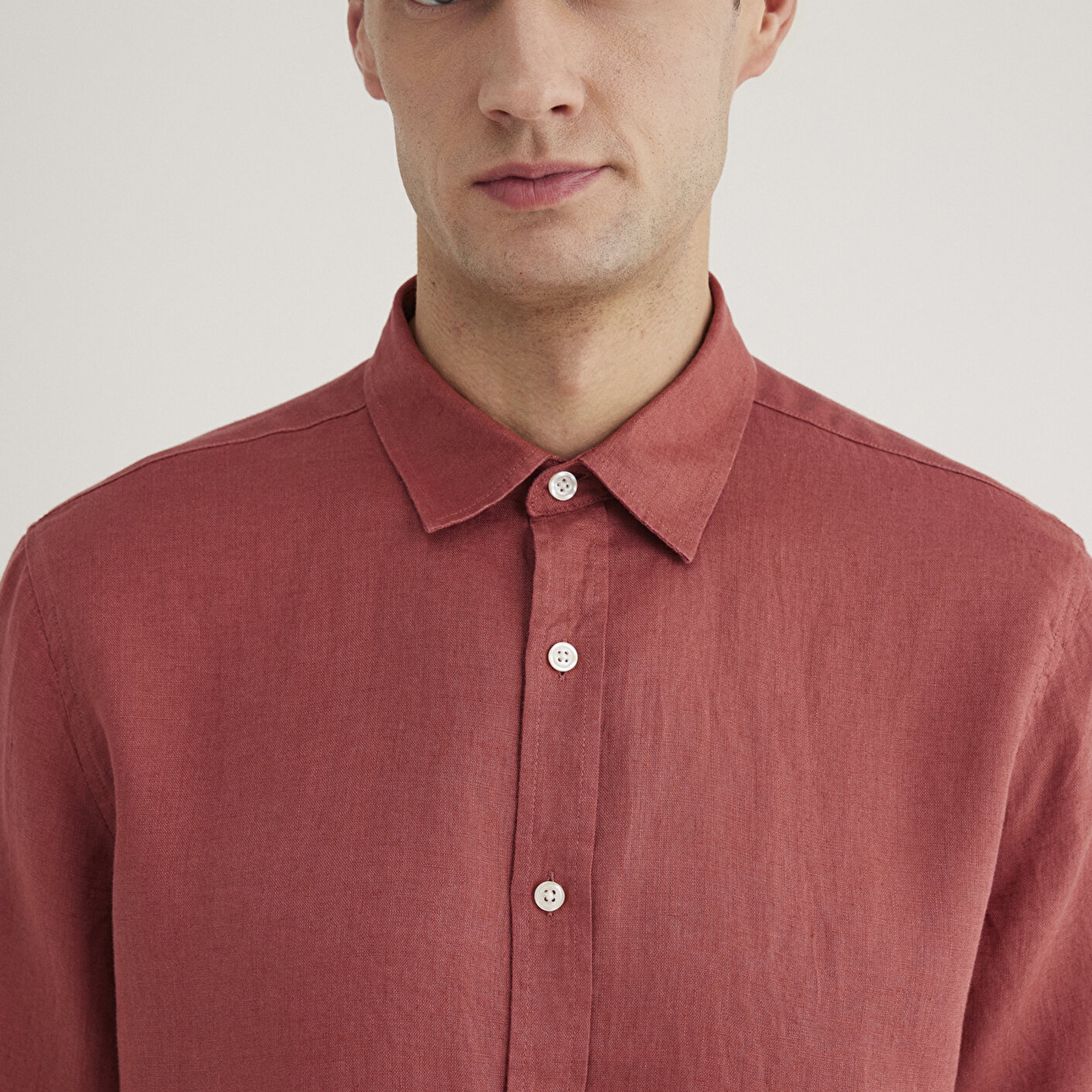 Mavi Kırmızı Keten Gömlek Slim Fit / Dar Kesim 0211466-71100