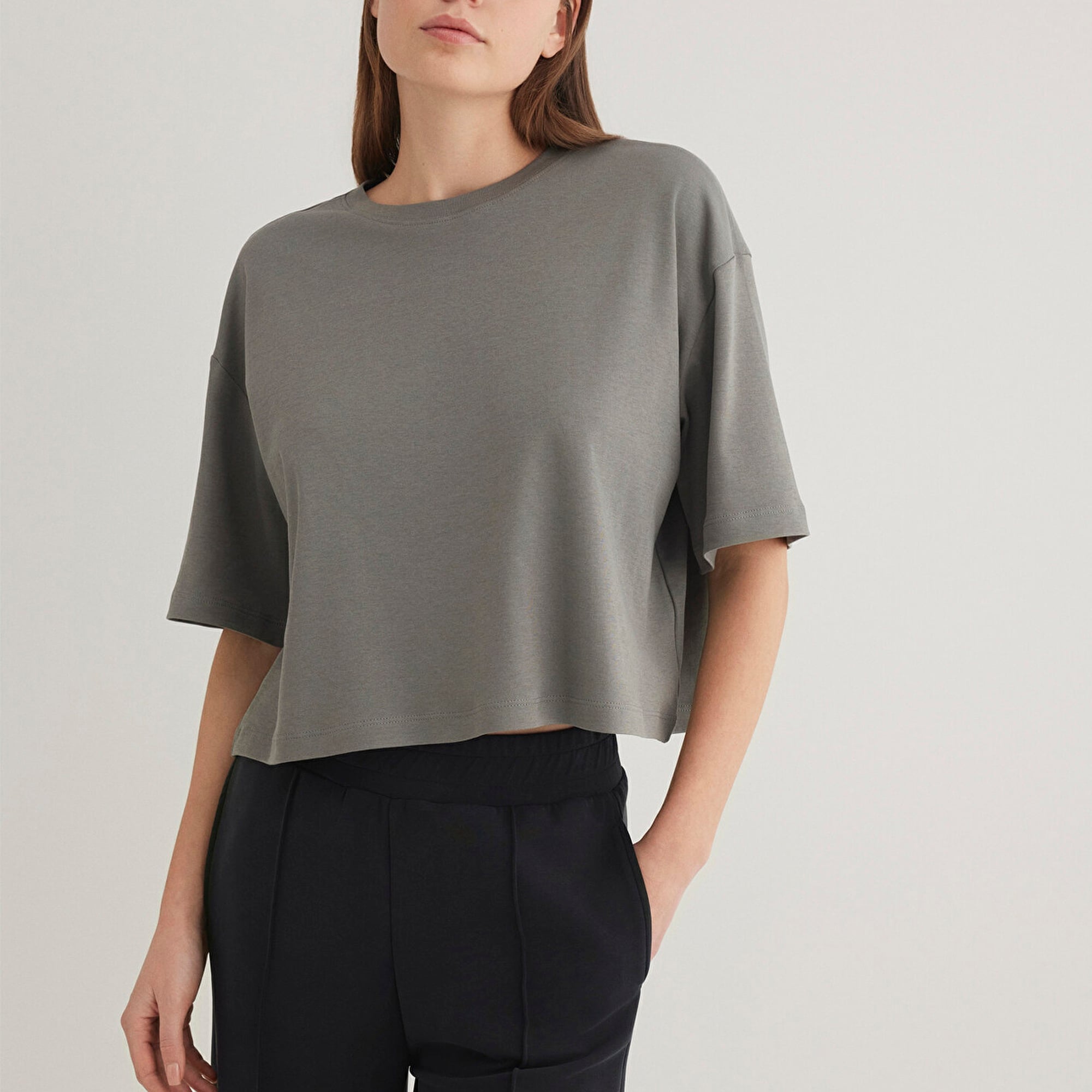 Mavi Sporty Lux Gri Tişört Loose Fit / Bol Rahat Kesim 1613035-85316