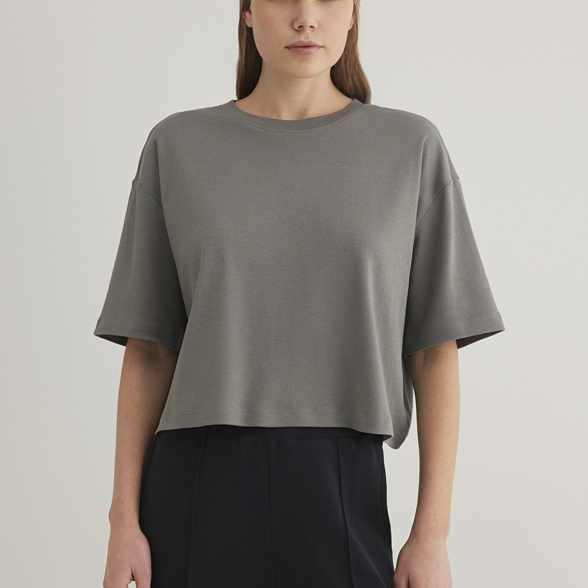 Mavi Sporty Lux Gri Tişört Loose Fit / Bol Rahat Kesim 1613035-85316