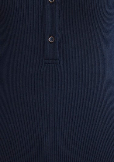  Mavi Düğme Detaylı Lacivert Tişört Fitted / Vücuda Oturan Kesim 1612915-82318