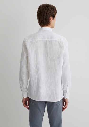  Mavi Çizgili Siyah Modal Gömlek Regular Fit / Normal Kesim 0211446-900