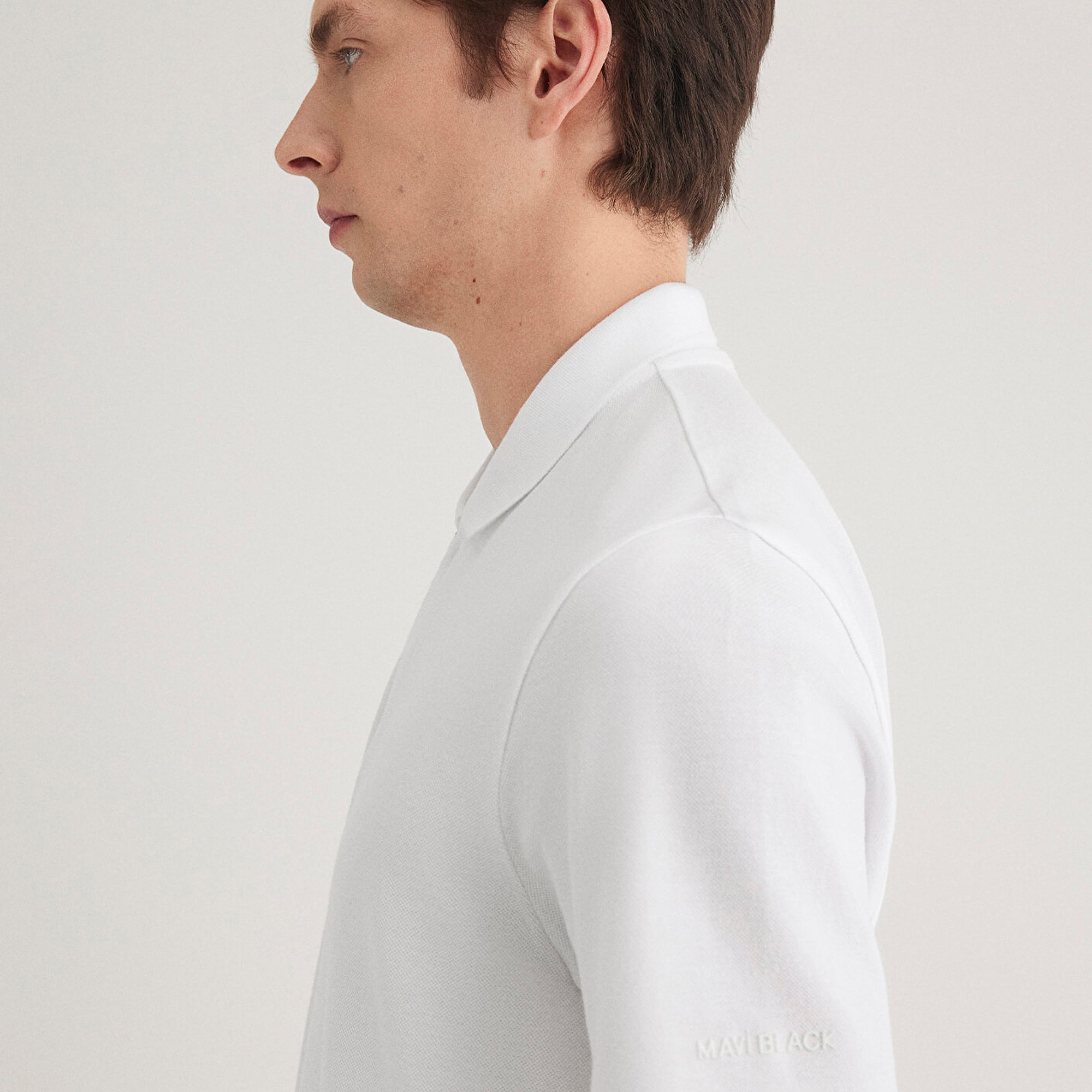 Mavi Yarı Fermuarlı Beyaz Polo Tişört Regular Fit / Normal Kesim 0612525-620