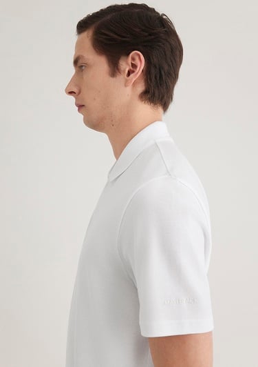  Mavi Yarı Fermuarlı Beyaz Polo Tişört Regular Fit / Normal Kesim 0612525-620