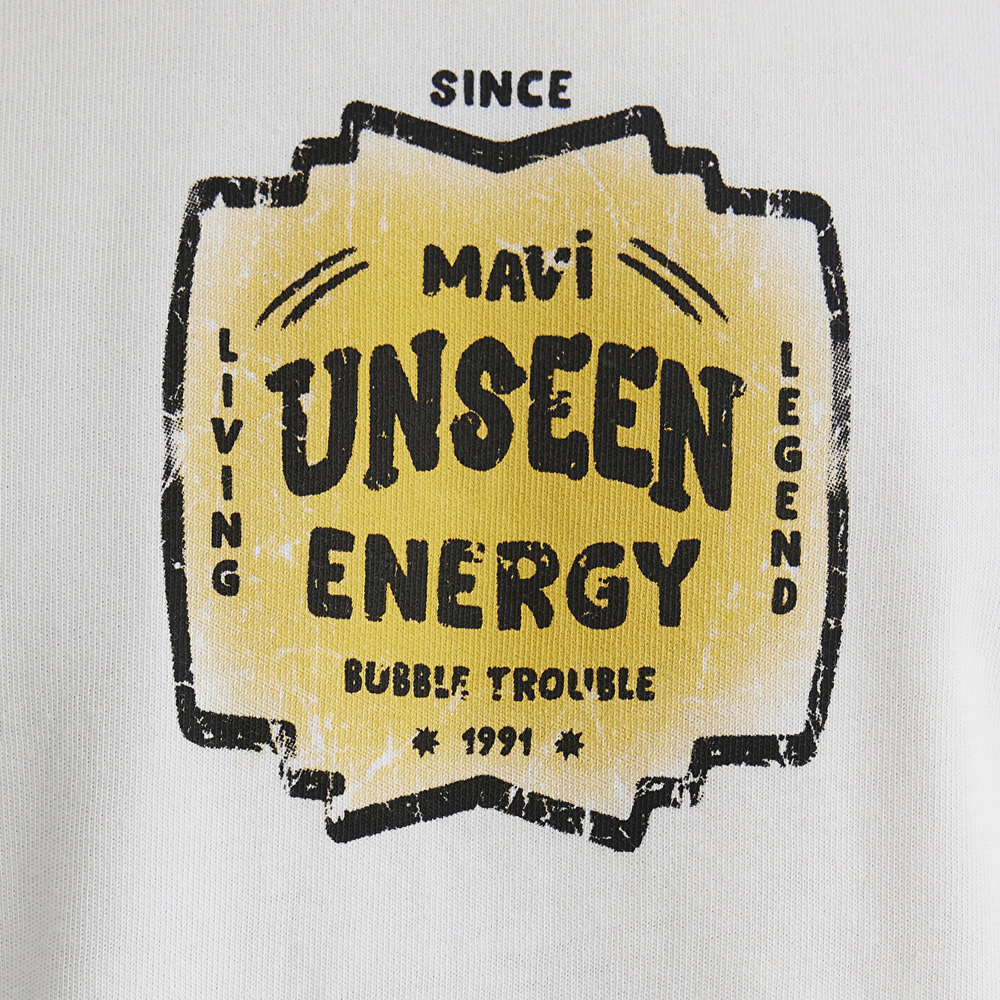 Mavi Sırt Baskılı Beyaz Tişört Loose Fit / Bol Rahat Kesim 0612455-80194