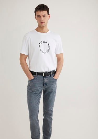  Mavi Mavi Black Baskılı Beyaz Tişört Regular Fit / Normal Kesim 0612406-620