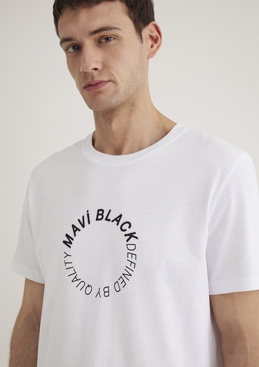  Mavi Mavi Black Baskılı Beyaz Tişört Regular Fit / Normal Kesim 0612406-620