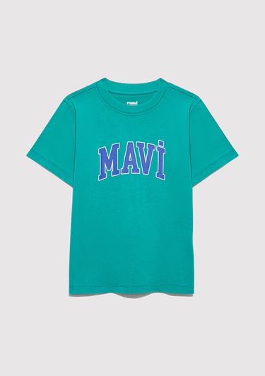  Mavi Mavi Logo Baskılı Yeşil Tişört Regular Fit / Normal Kesim 6610030-71711