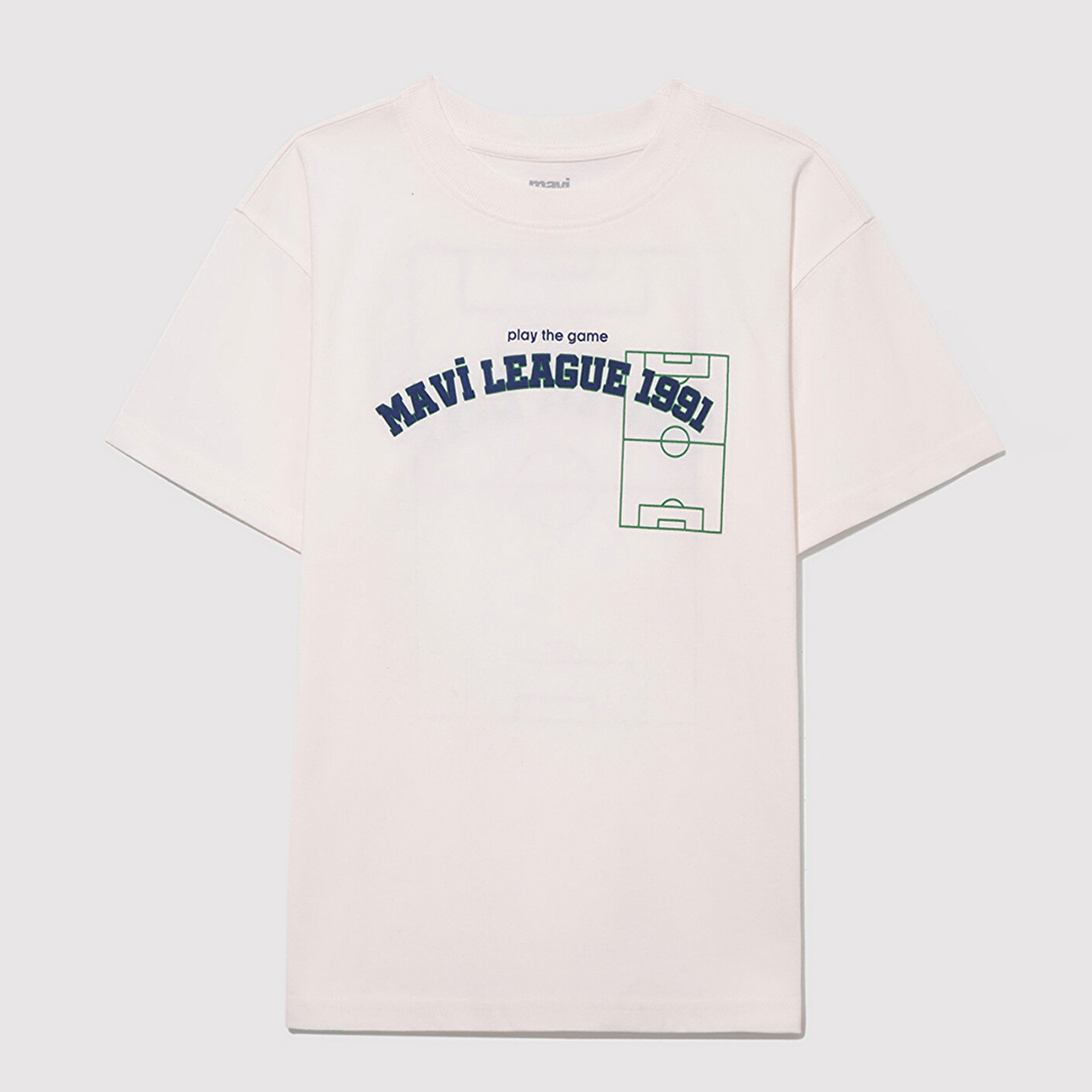 Mavi Mavi Baskılı Ekru Tişört Loose Fit / Bol Rahat Kesim 6610323-70057